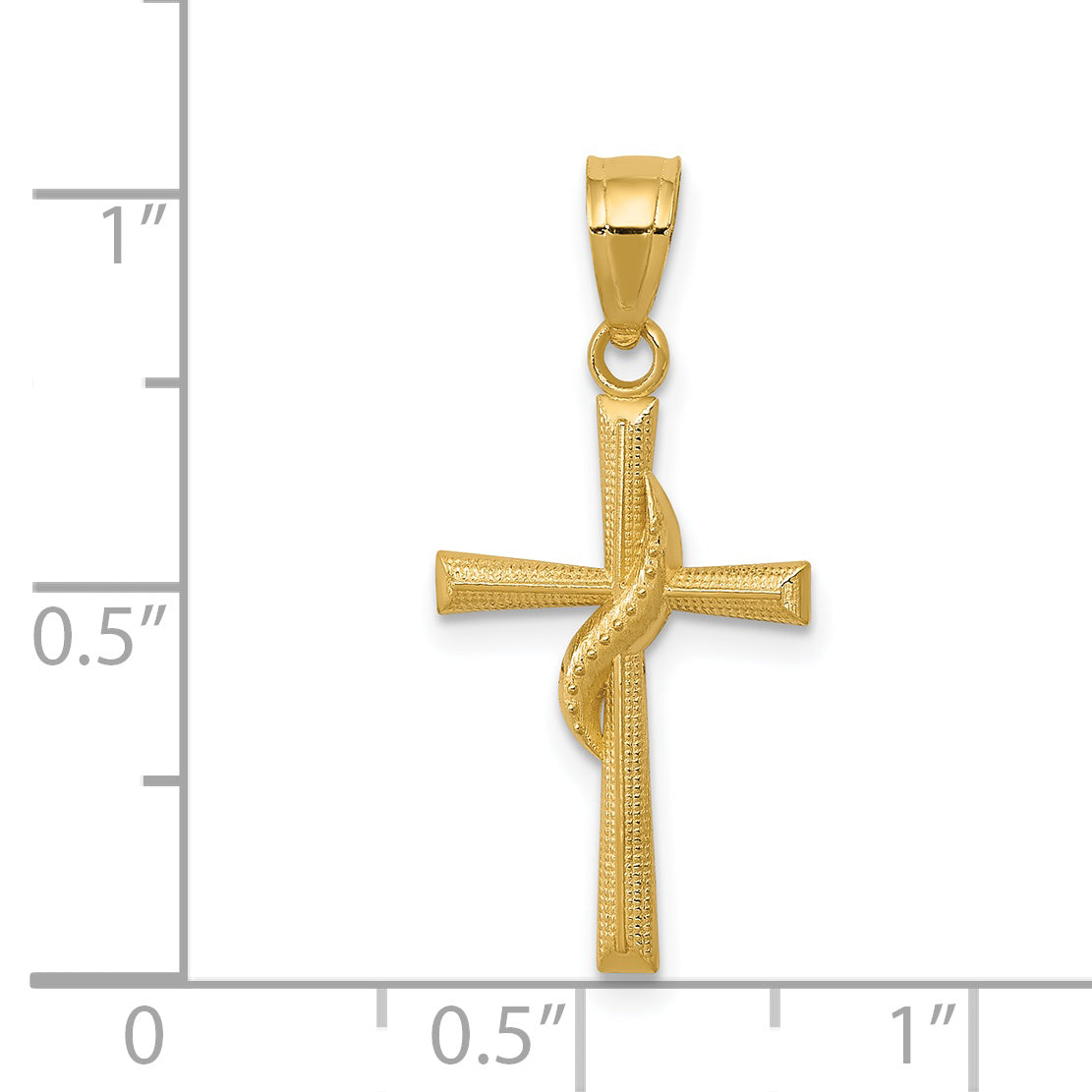 14k Polished Cross with Drape Pendant C3813