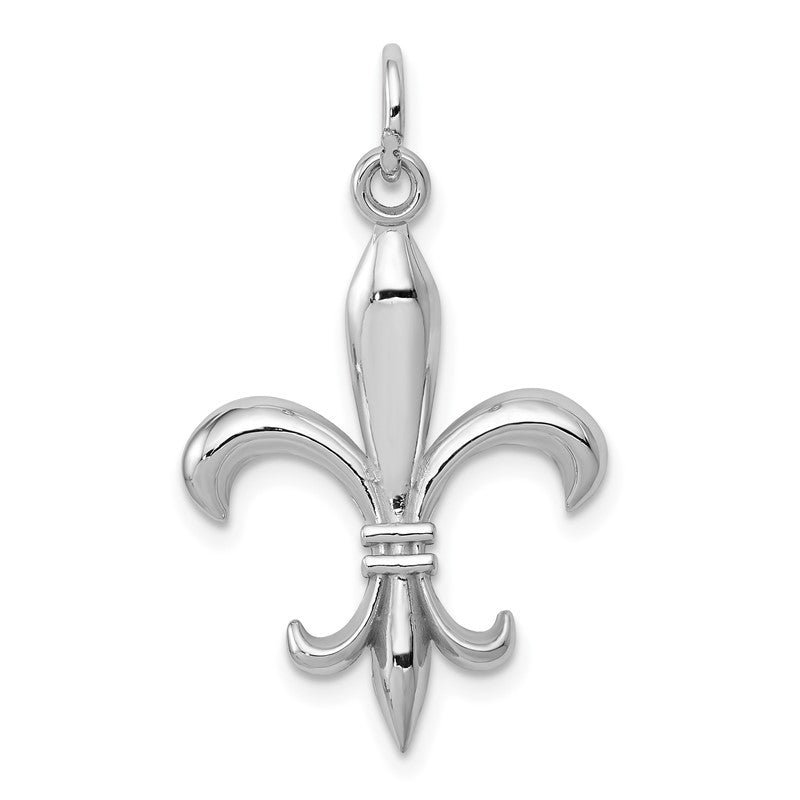 14k White Gold Hollow Fleur De Lis Charm K860