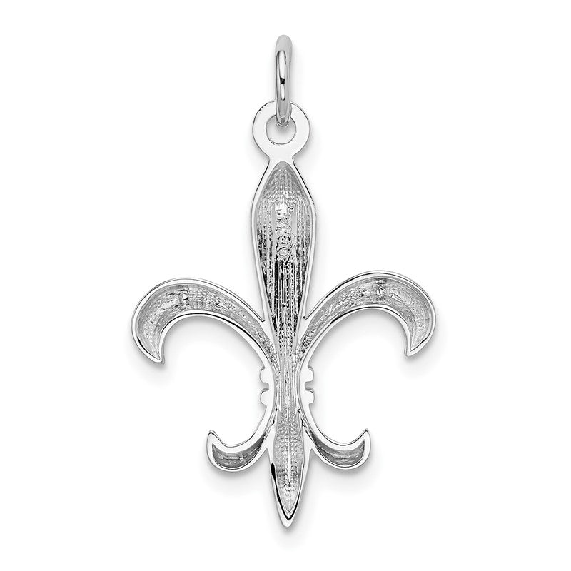 14k White Gold Hollow Fleur De Lis Charm K860