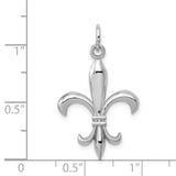 14k White Gold Hollow Fleur De Lis Charm K860