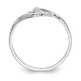 14k White Gold Polished AAA Diamond Two Hearts Ring Y1787AAA