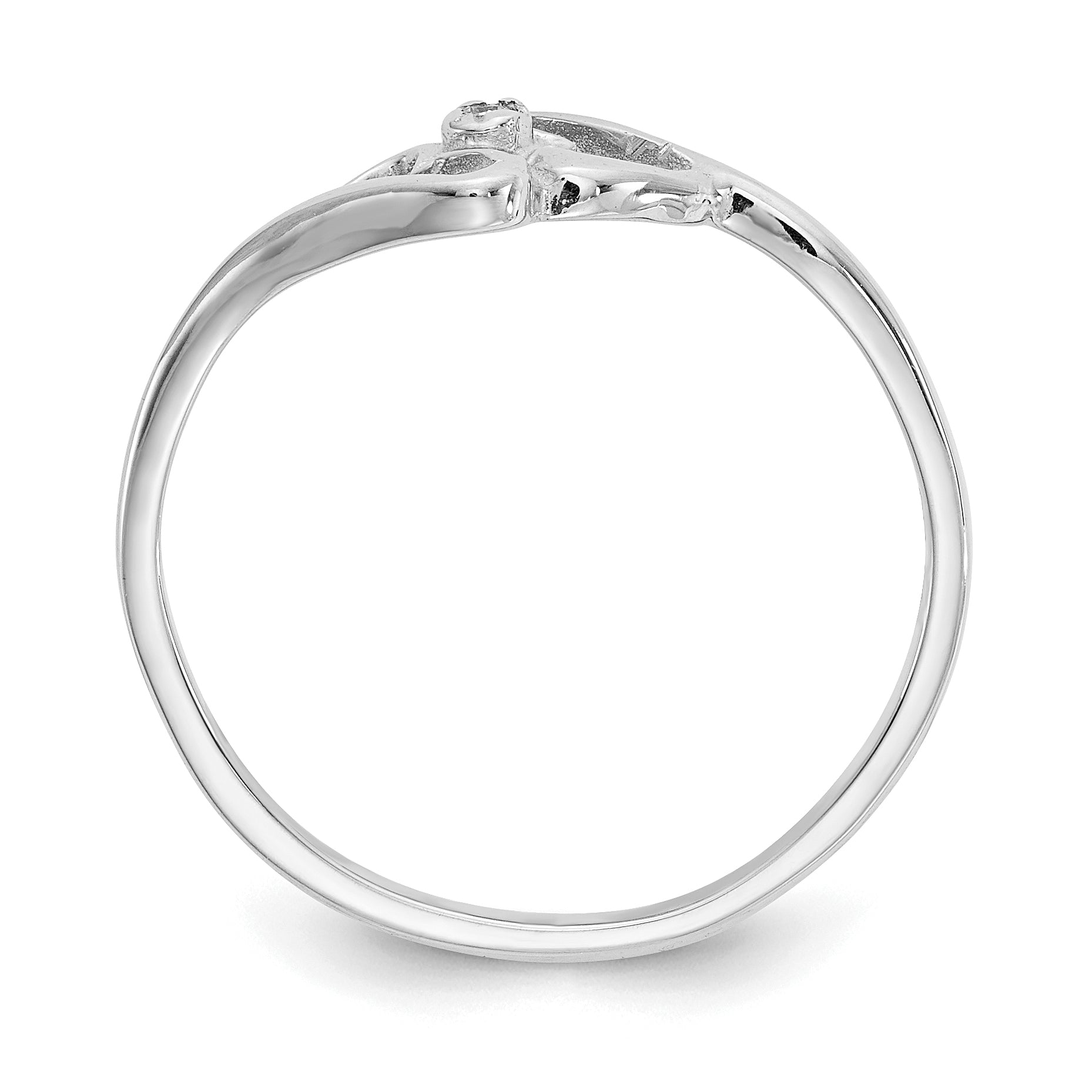 14k White Gold Polished AAA Diamond Two Hearts Ring Y1787AAA