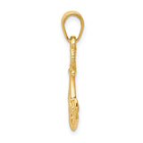14K Solid Polished 3-D Anchor with Rope Pendant D1360
