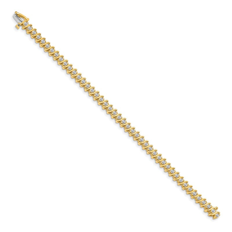 14k Complete 3.08 carat Round AAA Diamond 2-prong S-link 7 inch Tennis Bracelet X704AAA