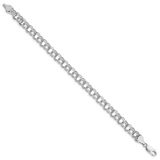 14k White Gold 6.5mm Solid Double Link 7 inch Charm Bracelet WDO504