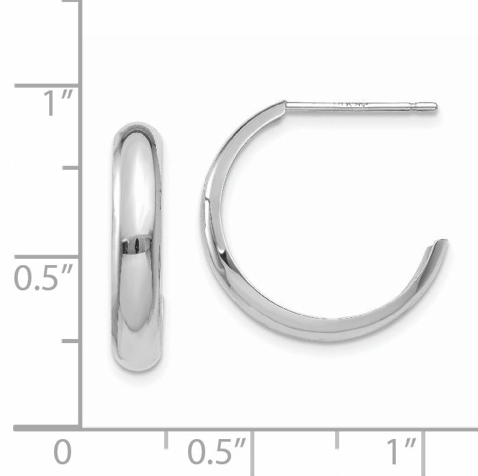 14k White Gold 3.5x17mm Polished J-Hoop Post Earrings TM402