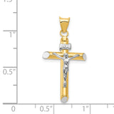 14K Two-Tone and White Rhodium Inri Crucifix Pendant K3722
