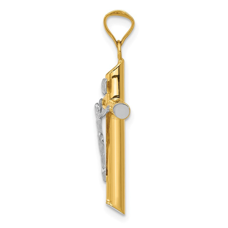 14K Two-Tone and White Rhodium Inri Crucifix Pendant K3722