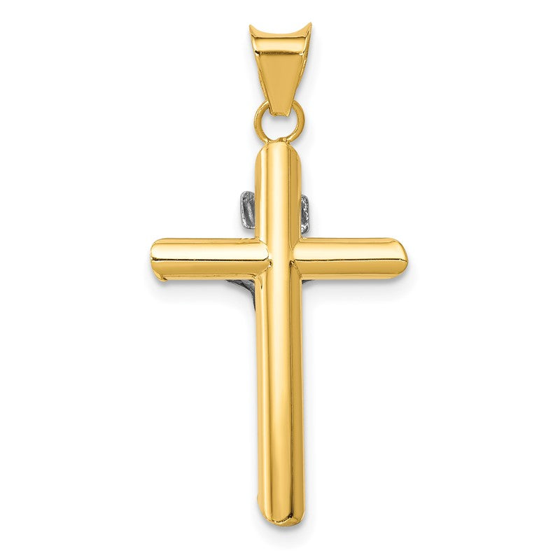 14K Two-Tone and White Rhodium Inri Crucifix Pendant K3722