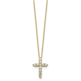 14k White Gold 1/4 carat Diamond Cross Pendant 18 inch Necklace PM1000