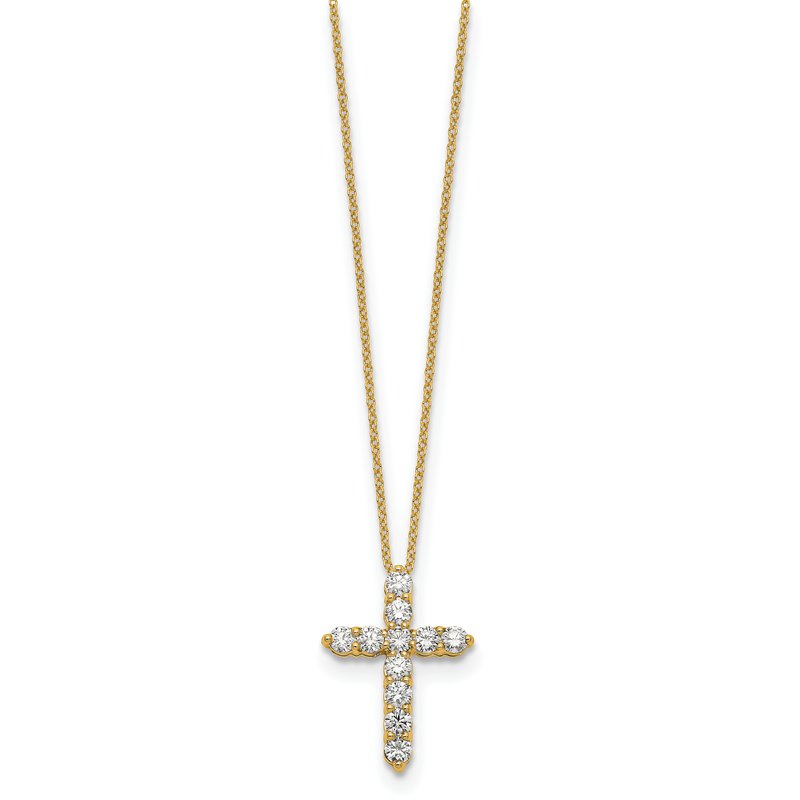 14k White Gold 1/4 carat Diamond Cross Pendant 18 inch Necklace PM1000