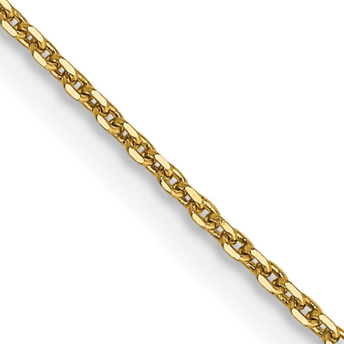 14K 26 inch .9mm Diamond-cut Round Open Link Cable with Lobster Clasp Chain PEN326