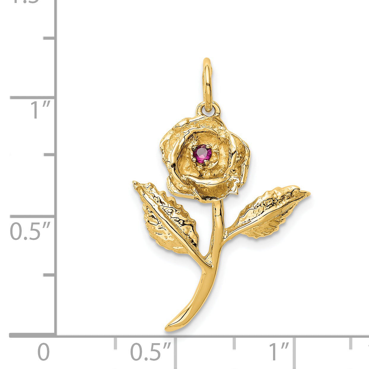 14k Red CZ Rose Charm A9014