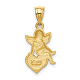 14k Red Enameled Angel on Heart Pendant K1147