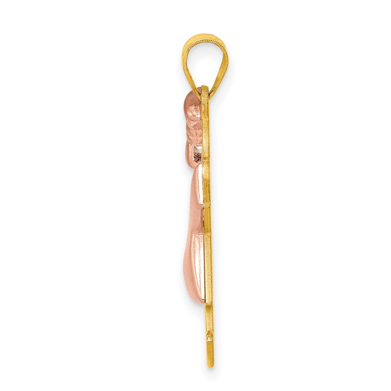 14k Two-tone The Kids Medium Puffed Girl with Bow on Left Engravable Joy Charm XK585