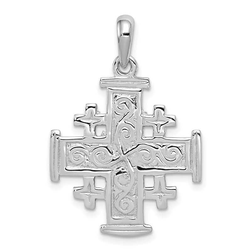 14k White Gold Jerusalem Cross Pendant D1658