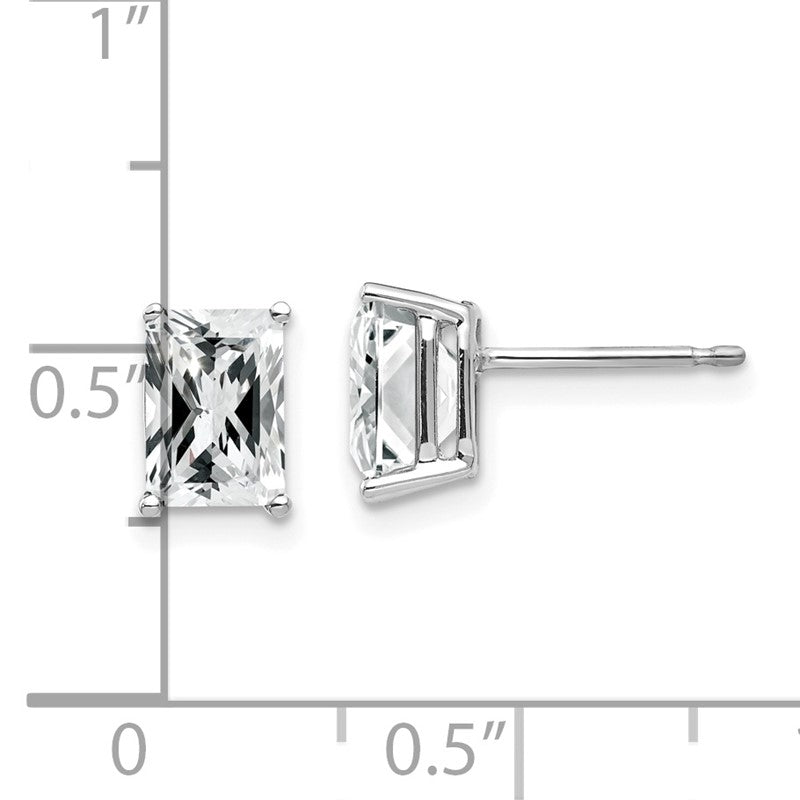 14k White Gold 7x5mm Octagon Radiant-Cut Cubic Zirconia Post Earrings XE66WCZ