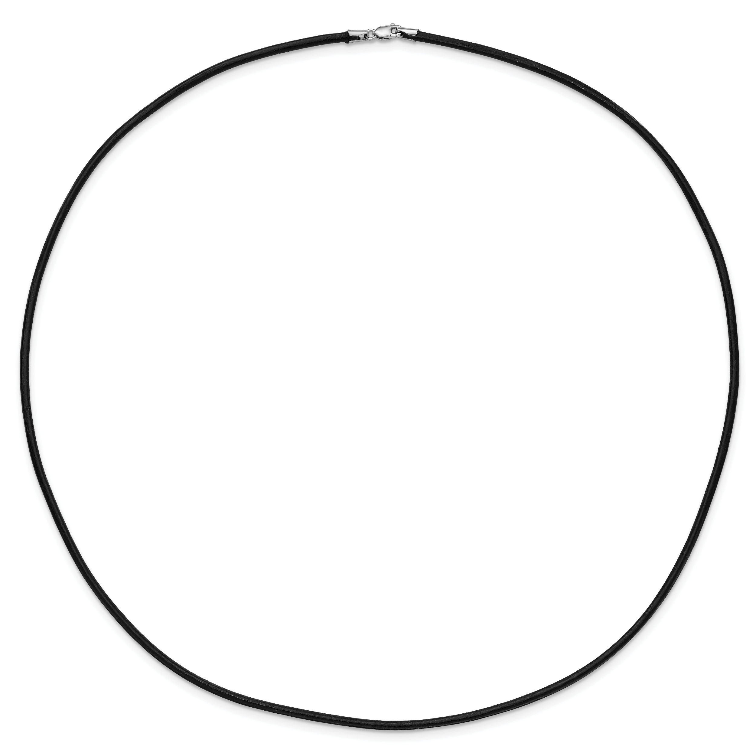 14k White Gold Clasp 2mm 16 inch Black Leather Cord Necklace XG261