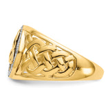 14k and White Rhodium Onyx Diamond Trinity Knot Ring K3857