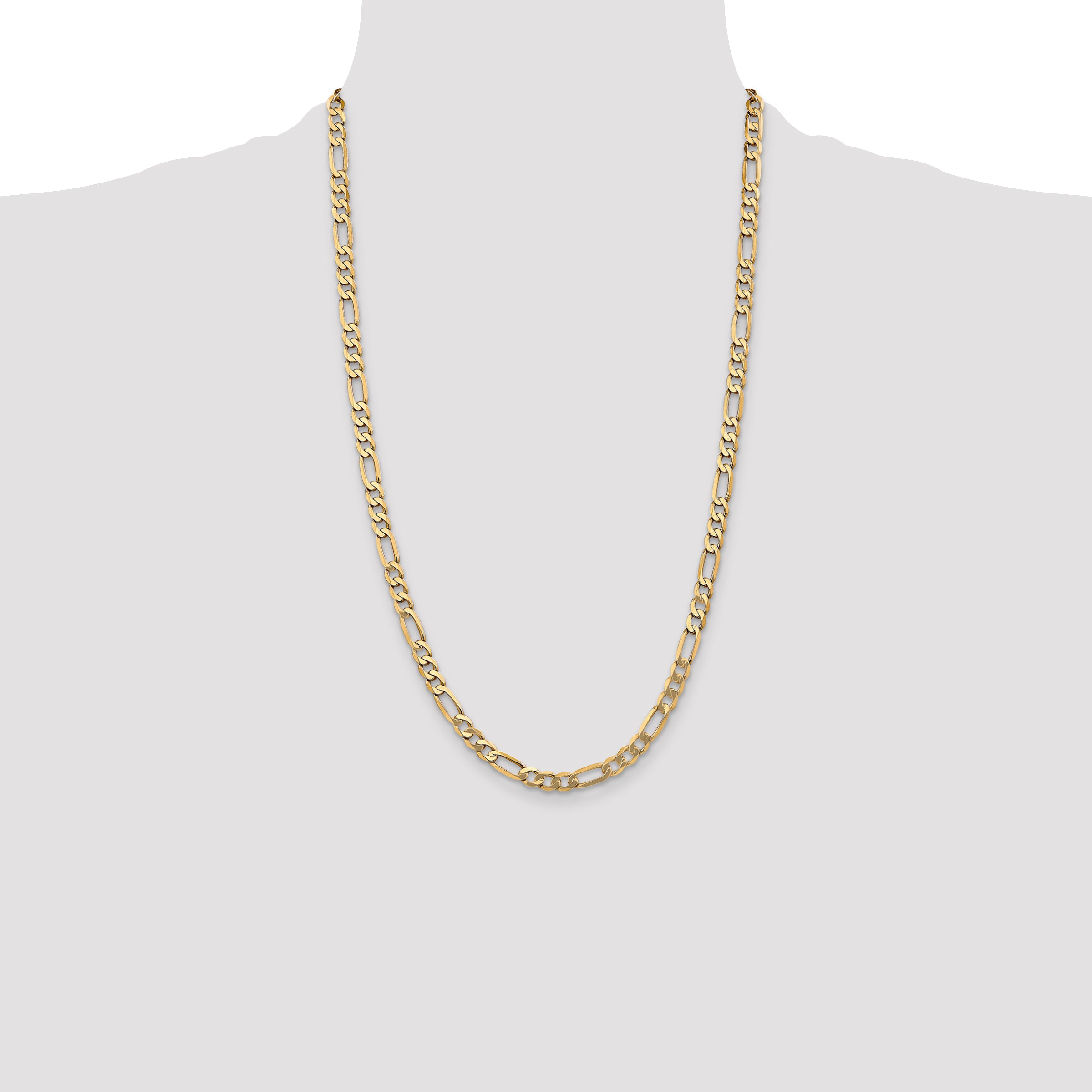 14K 26 inch 5.25mm Flat Figaro with Lobster Clasp Chain FFL140