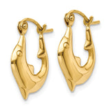 14k Polished Dolphin Hoop Earrings E870