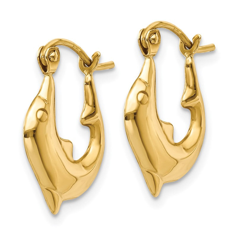 14k Polished Dolphin Hoop Earrings E870