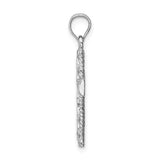 14K White Gold Polished Braided Cross Pendant D4641