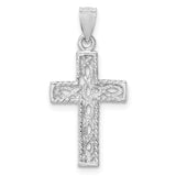14K White Gold Polished Braided Cross Pendant D4641