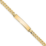 14k Polished Solid Chain/Solid Plate Flat Curb Link 32.5x6.5mm Plate 7 inch ID Bracelet LID74