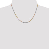 14K Tri-colored 10 inch 1.75mm Diamond-cut Rope with Lobster Clasp Anklet 014TC