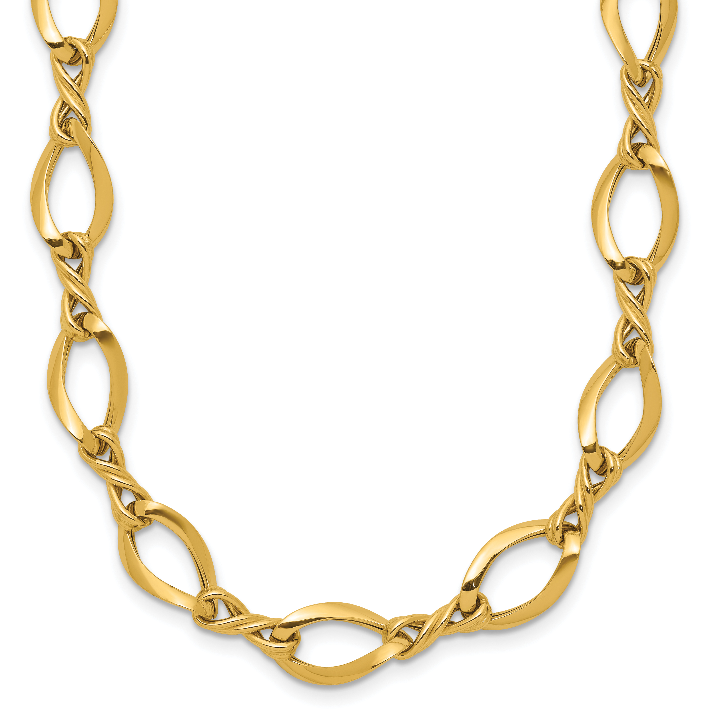 14k Fancy Oval and Twisted Link 18 inch Necklace SF2430
