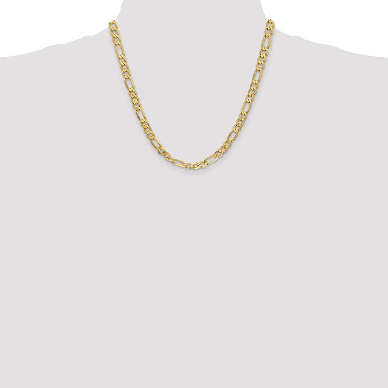 14K 26 inch 6.25mm Flat Figaro with Lobster Clasp Chain FFL160