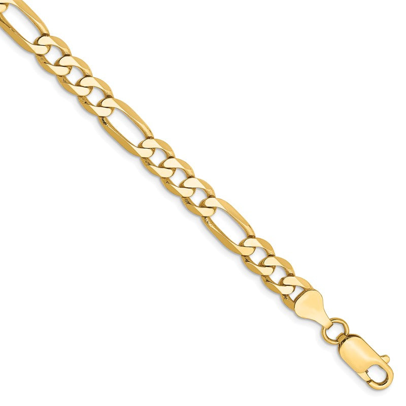 14K 26 inch 6.25mm Flat Figaro with Lobster Clasp Chain FFL160