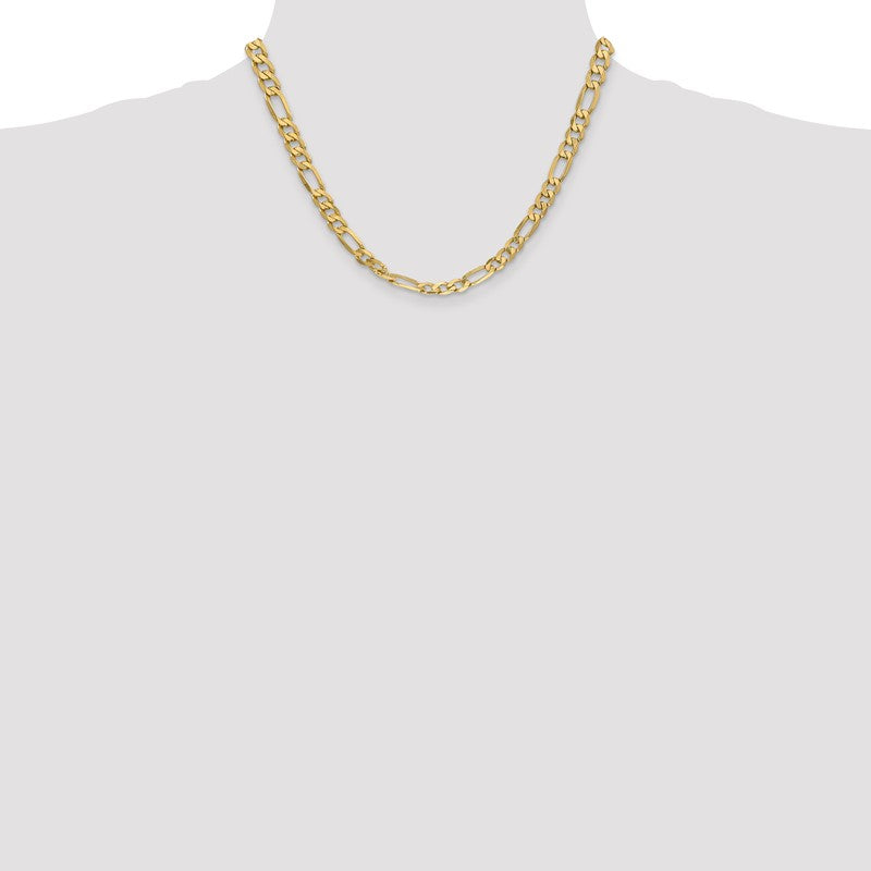 14K 26 inch 6.25mm Flat Figaro with Lobster Clasp Chain FFL160