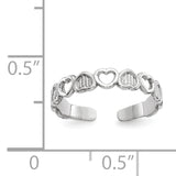 14k White Gold Polished Hearts Toe Ring K5110