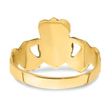 14K Mens Satin Diamond-cut Claddagh Ring K3856