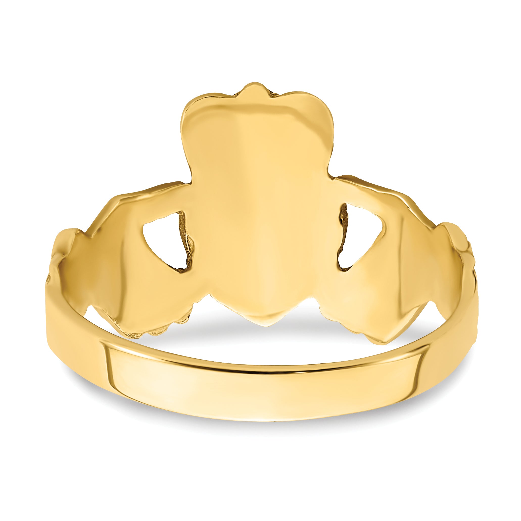 14K Mens Satin Diamond-cut Claddagh Ring K3856