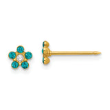 Inverness 14k December Blue Crystal Birthstone Flower Post Piercing Earrings 792E