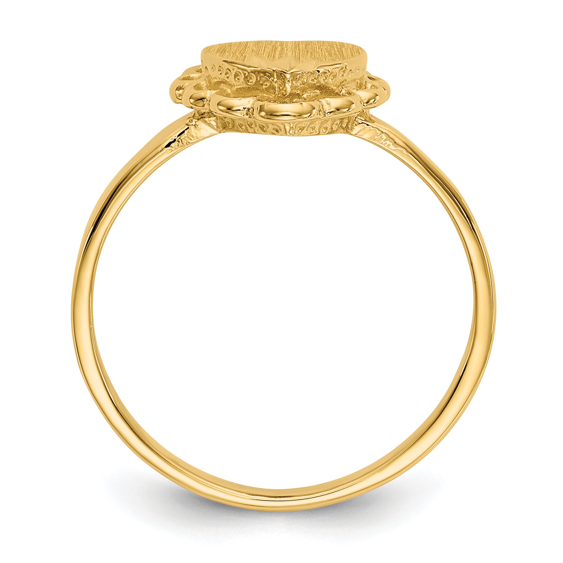14k 7.0x6.5mm Open Back Heart Signet Ring CH200