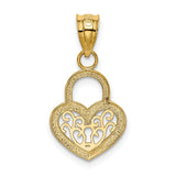 14K Polished Filigree Heart Lock Charm K4033