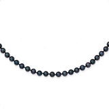 14k White Gold 5-6mm Black Round Akoya Saltwater Cultured Pearl 16 inch Necklace PLB50