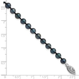 14k White Gold 5-6mm Black Round Akoya Saltwater Cultured Pearl 16 inch Necklace PLB50