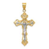 14k Two-tone INRI Fleur De Lis Crucifix Pendant C242