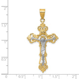 14k Two-tone INRI Fleur De Lis Crucifix Pendant C242