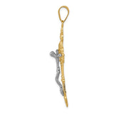 14k Two-tone INRI Fleur De Lis Crucifix Pendant C242
