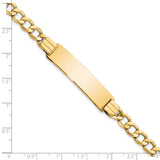14k Polished Semi-Solid Chain/Solid Plate Curb Link 37.5x10mm Plate 7 inch ID Bracelet DCID142