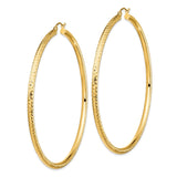 14k 3x70mm Lightweight Diamond-cut Round Tube Hoop Earrings TC1013