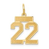 14k Small Satin Number 22 Charm LSS22