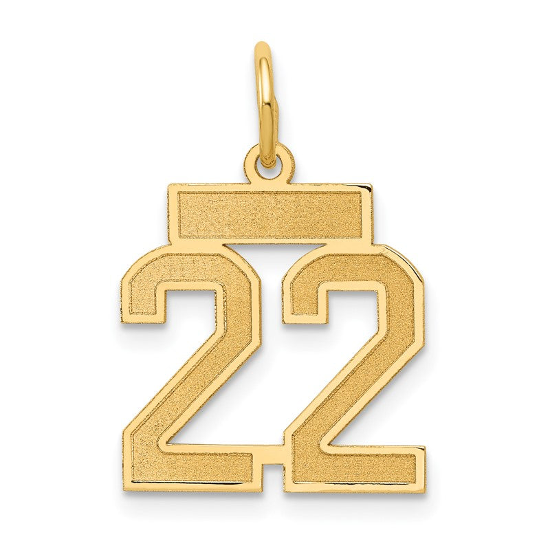 14k Small Satin Number 22 Charm LSS22