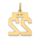 14k Small Satin Number 22 Charm LSS22